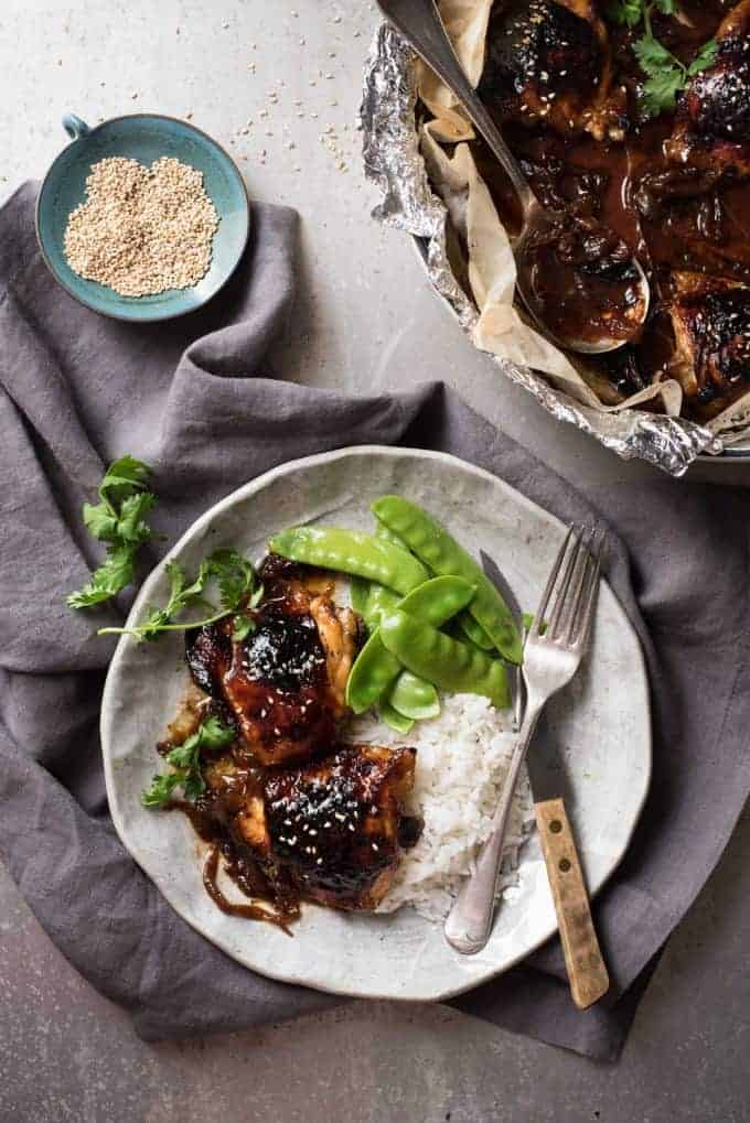 Sticky Honey Soy Baked Chicken - No marinating required, just a handful of pantry essentials for a spectacular sticky chicken!